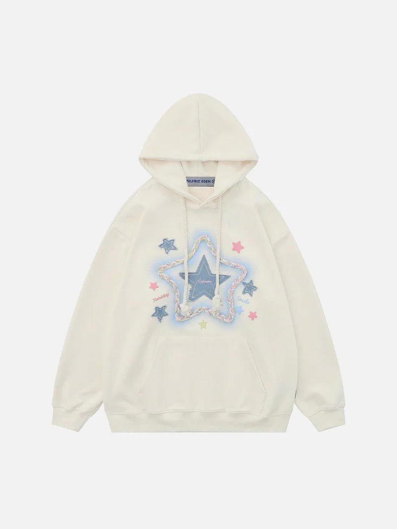 Star Applique Embroidery Hoodie